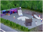 Skateboardbahn mit Figuren