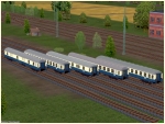 Schnellzugwagen der DB in blau-beiger Lackierung mit schwarzen L�ngstr�gern, Set 1