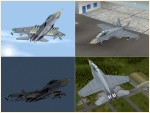 F/A-18 HORNET mit Hangar und Hilfsfahrzeug