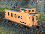 US-BOX-CAR 50ft-Waggon mit Begleitwagen