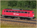 Elektrische G�terzuglokomotive BR 140 der DB Cargo in verkehrsroter Farbgebung Epoche V sowie kurzgekuppelte Doppelg�terwagen