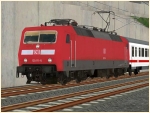 BR 120.1 der DBAG mit verkehrsroter Lackierung in Epoche V