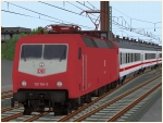 BR 120.1 der DBAG mit orientroter Lackierung und hohen wei�en Frontlatz in Epoche V