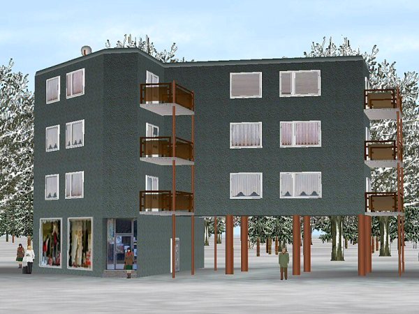 Modernes Wohn- und Gesch&auml;ftshaus in 10 Farbvariationen Set 2 (AB2418 )