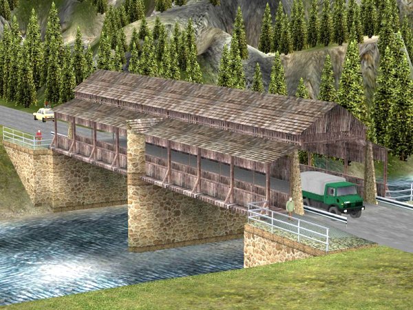 Holzbr&uuml;cke in Sommer- und Winterausf&uuml;hrung (AM1406 )