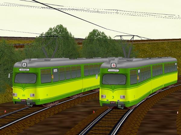EP-Gelenkstrassenbahnwagen 3+12+105 der AVG in POP-Lackierung (BD1430 )