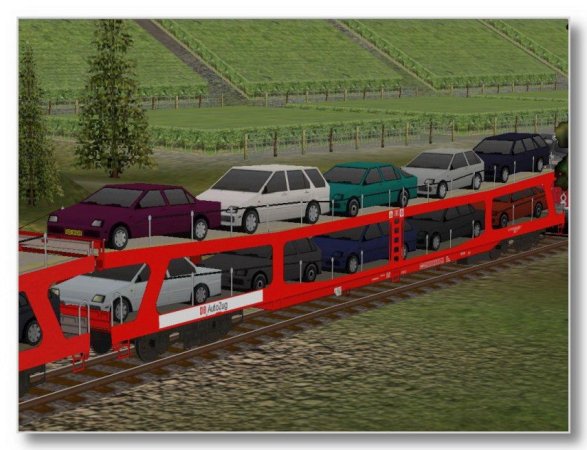 DDm Wagen verkehrsrot beladen mit PKW (GH2465 )
