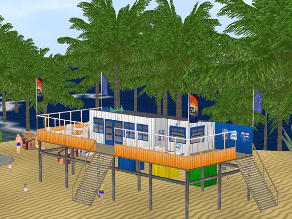 Strand-Set mit Strandcafe, Surfschule, Strandh&auml;uschen und Badeg&auml;sten (HB2446 )