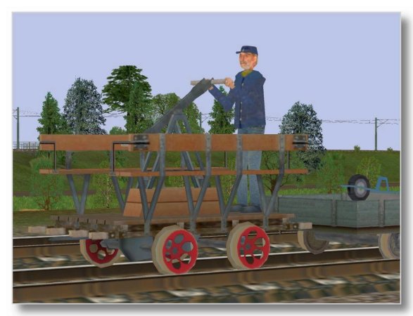 Draisinen-Set2, Handhebeldraisine mit zwei Arbeitswagen (MR1403 )