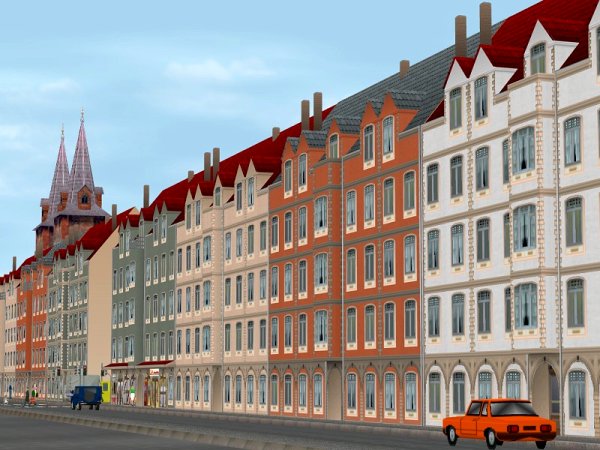 Geb&auml;ude mit Erker und L&auml;den (MS1402 )