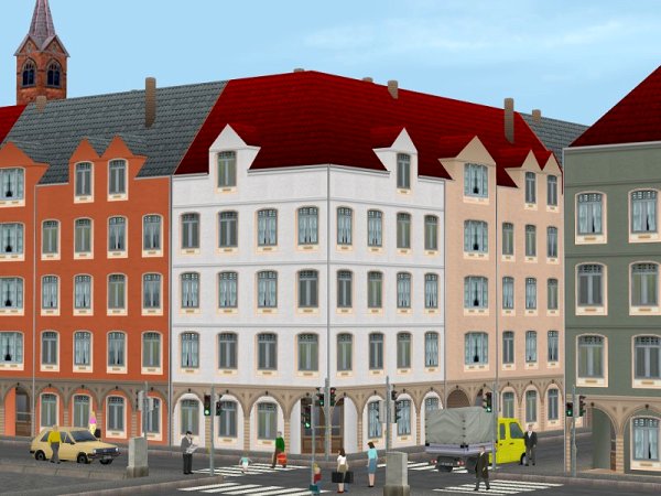 Geb&auml;ude mit Hofeinfahrt und Eckgeb&auml;ude (MS1403 )