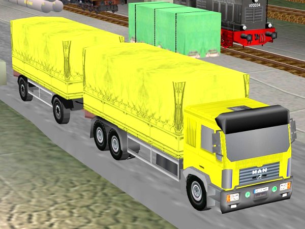 3-achsige LKW mit Plane und passenden Anh&auml;ngern (SB1513 )