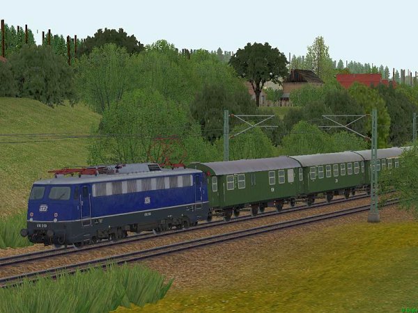 Personenzug-Set der DB E10 313 und 3-achs. Umbauwagen Epoche III (SK2654 )