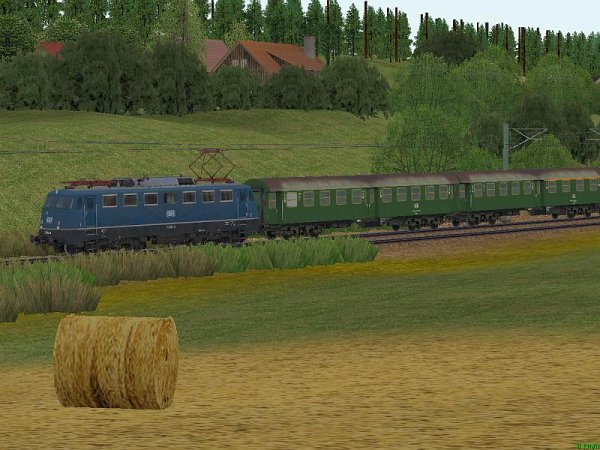 BR 110 B&uuml;gelfalte blau und 4-achsigen Umbauwagen Epoche IVb (SK2660 )