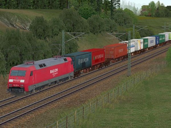 Containertragwagen Sngs beladen mit Containern und Wechselpritschen (SK2754 )