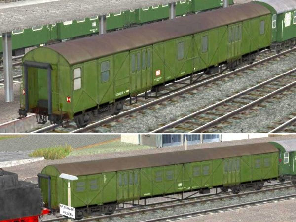 vierachsige Behelfsgep&auml;ckwagen der Gattungen MDyg 986 und 996 der DB Ep IV (SK2783 )