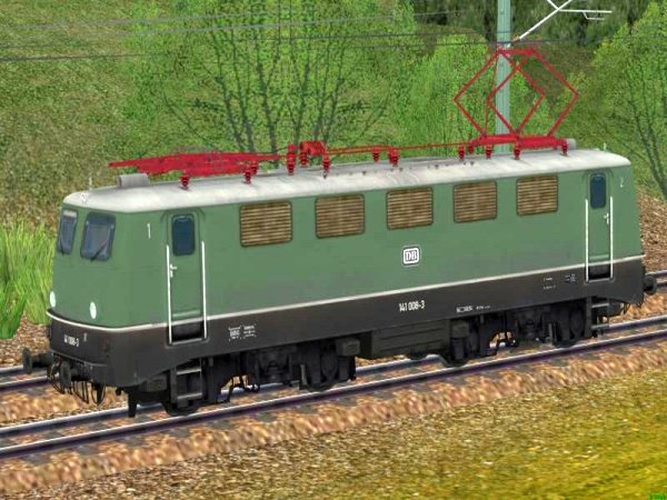 Elektrolokomotive 141 008 in gr&uuml;ner Farbgebung mit silbernen Dach der DB in Epoche IV (SK2784 )