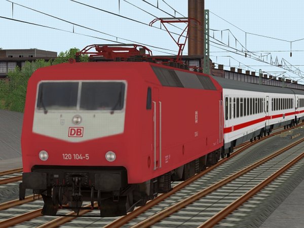 BR 120.1 der DBAG mit orientroter Lackierung und hohen wei&szlig;en Frontlatz in Epoche V (SK2806 )