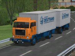 Volvo F88 + Anh&auml;nger mit Kofferaufbau -Deutrans- (V10NDK10545 )