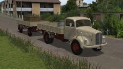 MB L311 + Anh�nger, Pritschenaufbau, beige