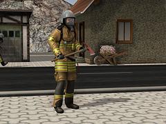 Feuerwehrm�nner mit Atemschutzger�t und Axt