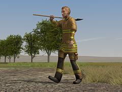 Feuerwehrm�nner mit Schaufeln