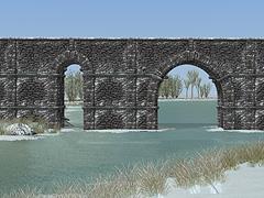 Fu&szlig;g&auml;ngerbr&uuml;cke mit gemauertem Gel&auml;nder, Winterversion (V10NSM20172 )