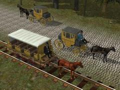 Kinematisch animierte Postkutsche und Pferdebahn im Sparset (V11NSM20059 )