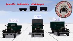 Lkw der 30er Jahre, Typ B, GR�N-Schwarz | Pritsche, Plane und Koffer | mit entsprechenden Anh�ngern
