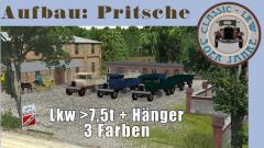 Lkw �30er Jahre� | Typ C | PRITSCHE in den Farben Beige, Blau und Gr&uuml;n jeweils mit Anh&auml;nger (V11NUB20091 )