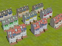 Dreisp�nner Set, 9 H�user