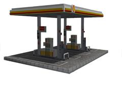 Shell-Tankstelle als Stra�enobjekt mit Zubeh�r f�r einspurige Stra�en ab EEP 13.2