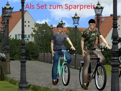 Animierter Fahrradfahrer + Fahrr�der als Immobilien