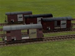 gedeckte G&uuml;terwagen, Schmalspur RhB Gbk-v der Serie 5501 bis 5530, Set 1 (V14NRR10002 )