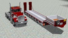 KenworthW900_ThreeDrive-K1-rot + Tieflader-6 Achsen-rot (V14NRS50059 )