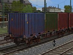 Rostige InnoFreight-Containerwagen mit Containern (V14NSM20205 )