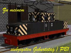 Zu meinem siebzigsten Geburtstag Fahrdrahtlok mit F&ouml;rderwagen (V15KPB10022 )
