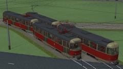 Strassenbahn Tatra T4D und B4D Meterspur Rot-Beige (V15NJS20213 )