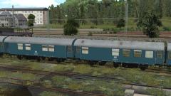 Bauzugwagen der DB auf Basis von dreiachsigen Umbauwagen Set1 � Wohn-Schlafwagen