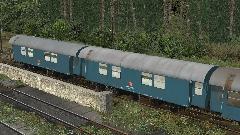 Bauzugwagen der DBAG auf Basis von dreiachsigen Umbauwagen Set1 � Wohn-Schlafwagen