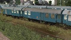 Bauzugwagen der DBAG auf Basis von dreiachsigen Umbauwagen Set2 � Wohn-Werkstattwagen