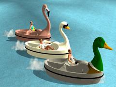Camping- und Freizeitspa&szlig;: Freizeitboote, Ente, Schwan, Flamingo (V15NWS30126 )