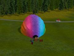 Hei&szlig;luftballon am Boden beim Bef&uuml;llen, animiert (V15NWS30157 )