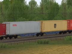 Zweiteilige Containertragwagen Typ Sggrs 757 AAE blau (V60NDB10458 )