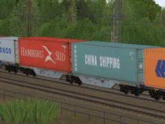 Zweiteilige Containertragwagen Typ Sggrs 757 AAE wei&szlig; (V60NDB10459 )