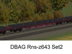 Vierachsige Flachwagen Typ Rns-z 643 DBAG Set2 (V60NDB10516 )
