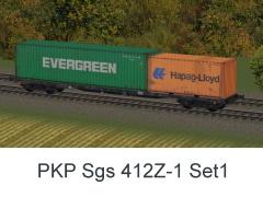 Vierachsiger Containertragwagen Typ Sgs 412Z PKP Set1