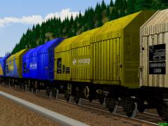 Umbaug�terwagen-Set mit Teleskophauben vom Typ Simms31 der PKP-Cargo