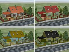 Moderne Einfamilienh�user mit Umfriedung in Sommer-Ausf�hrung. 72 Modelle im Set.
