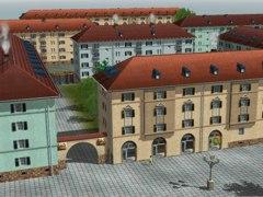 Wohnen in Bahnhofsn�he: Drei Wohnblocks der 1920er Jahre mit Zubeh�r